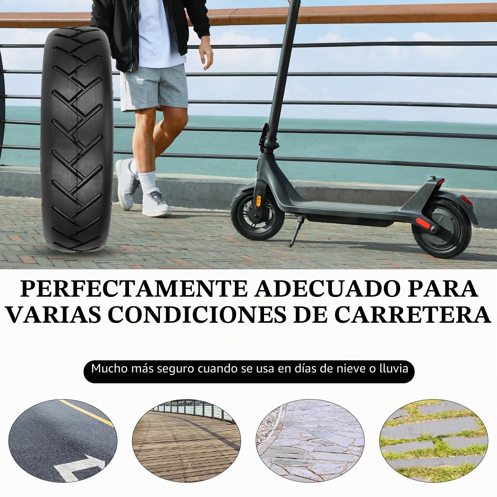 2 Piezas de 250 x 54 Neumáticos Sin Cámara de 10 Pulgadas para Xiaomi 4Pro/4Lite Scooter Eléctrico, Accesorios de Neumáticos Carretera Engrosados ​​a Prueba de Explosiones, Ruedas de Repuesto Scooter