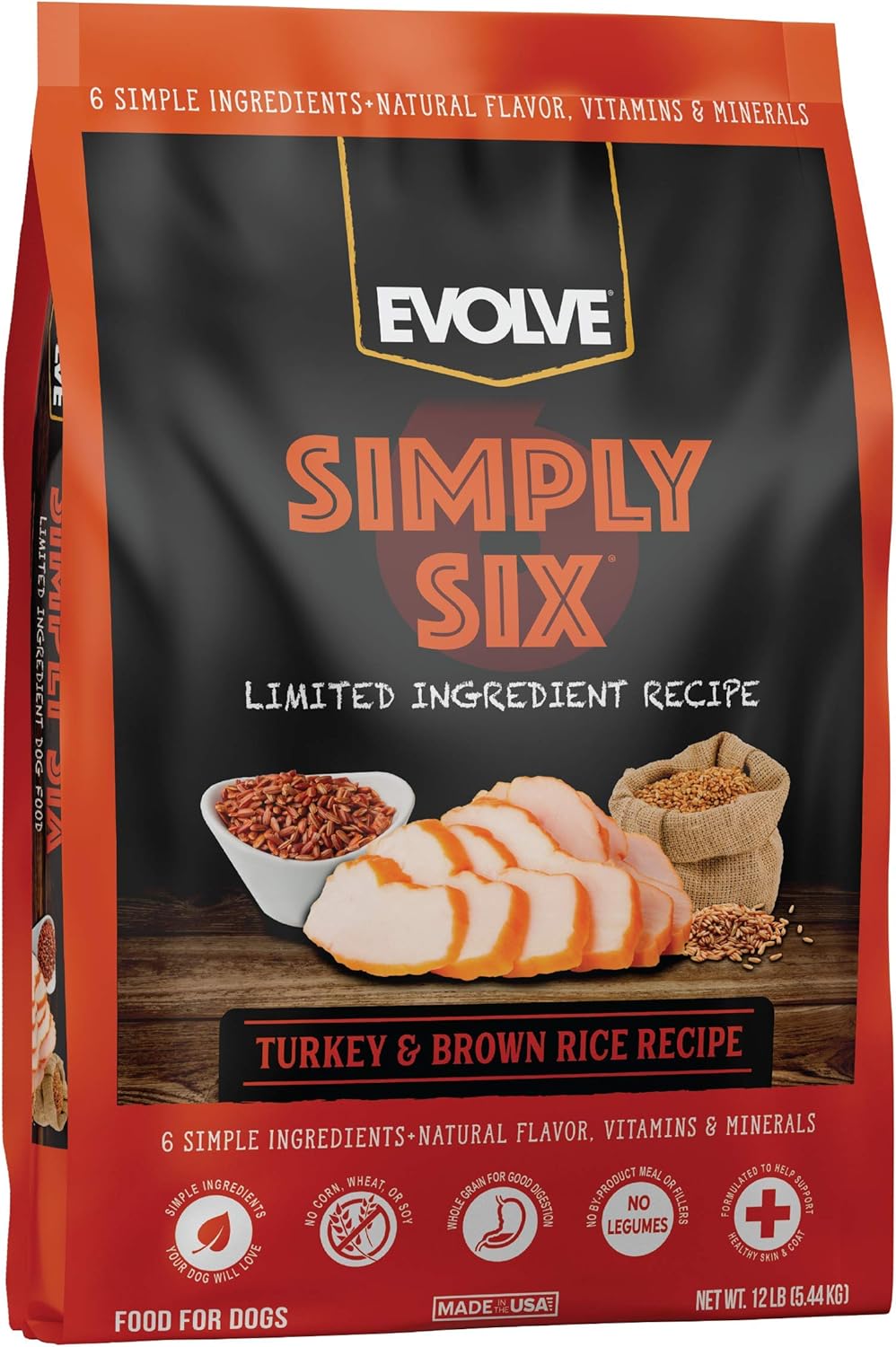 Evolve Simply Six Turkey Meal, Brown Rice and Pea Recipe, 12lb