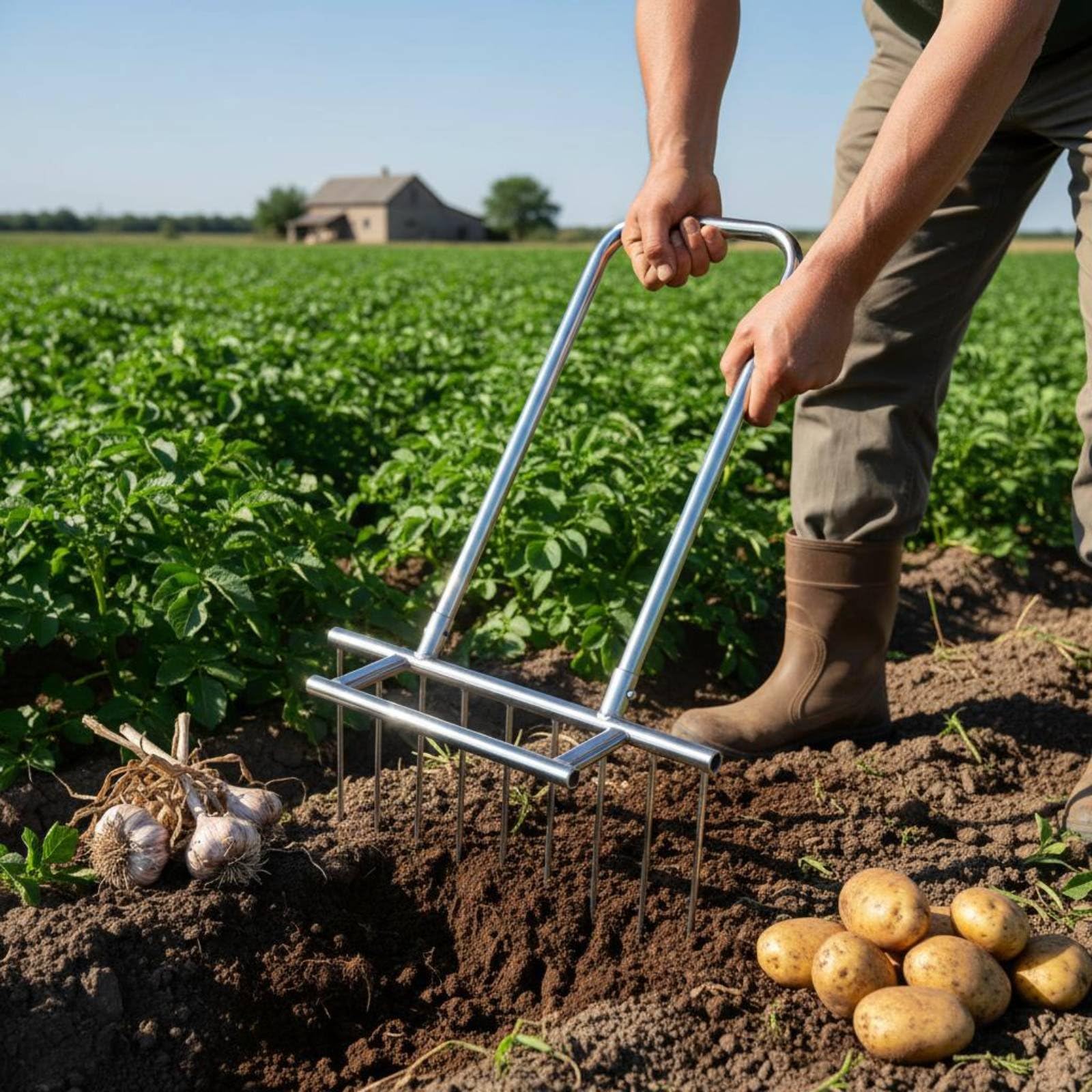 KESOTO Horquilla de Jardinería Horquilla de Horca de Excavación Herramienta de Cultivo para Aflojar Gruesa Antidesgaste Púas Adecuada para Huertos Agricultores Jardineros Parcelas Domésticas