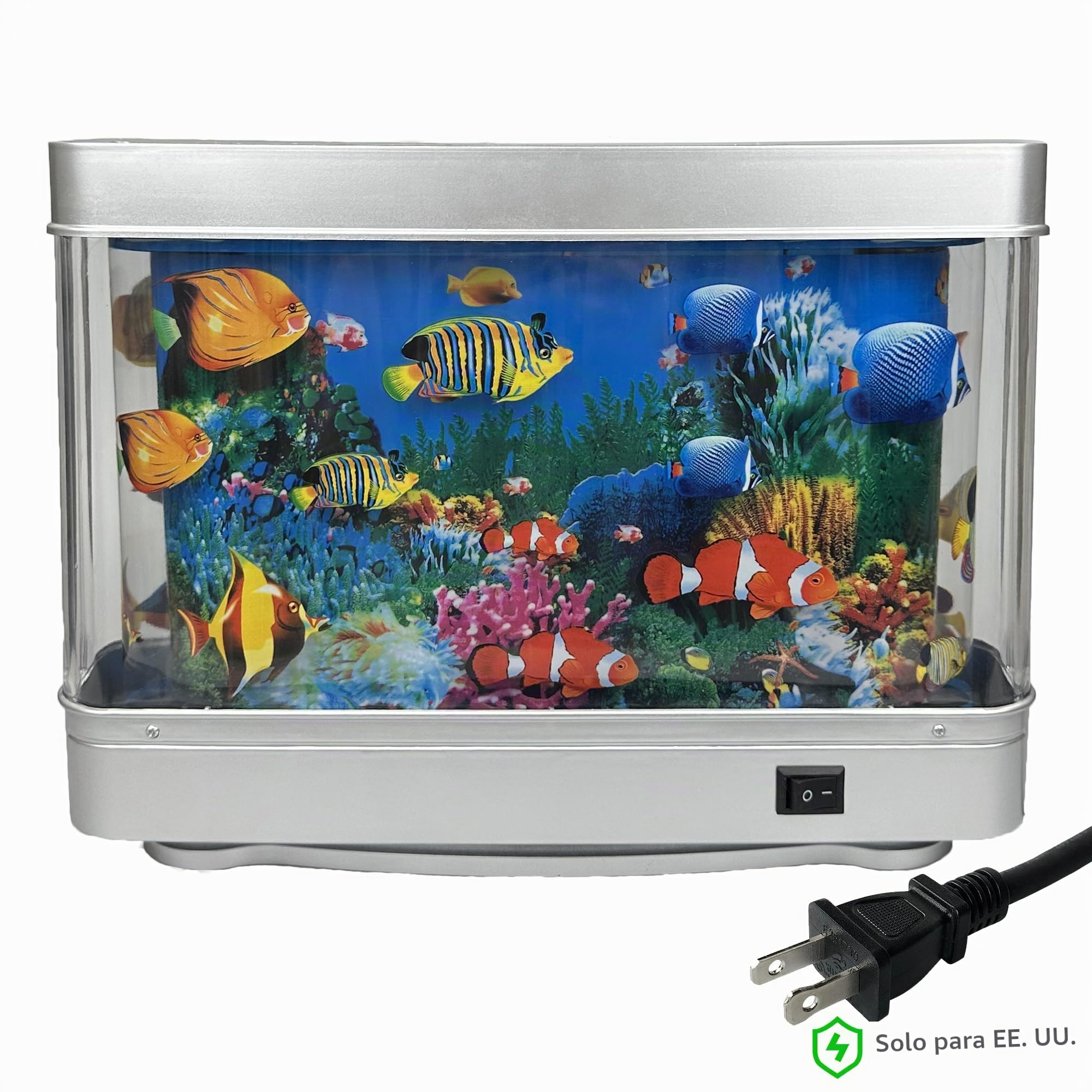 Tokenkuko - Mini acuario de pecera falsa, decoración de peces tropicales artificiales, lámpara decorativa de acuario, luces de acuario, luz nocturna con peces en movimiento, regalo para niños