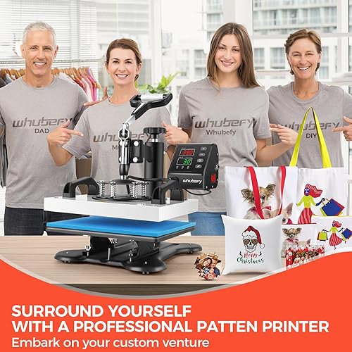 Miniatura 2 de Whubefy Prensa de calor, 12 x 10 pulgadas, 650 W, potente y portátil, máquina de prensa digital para camisetas, calcetines, posavasos de automóvil,