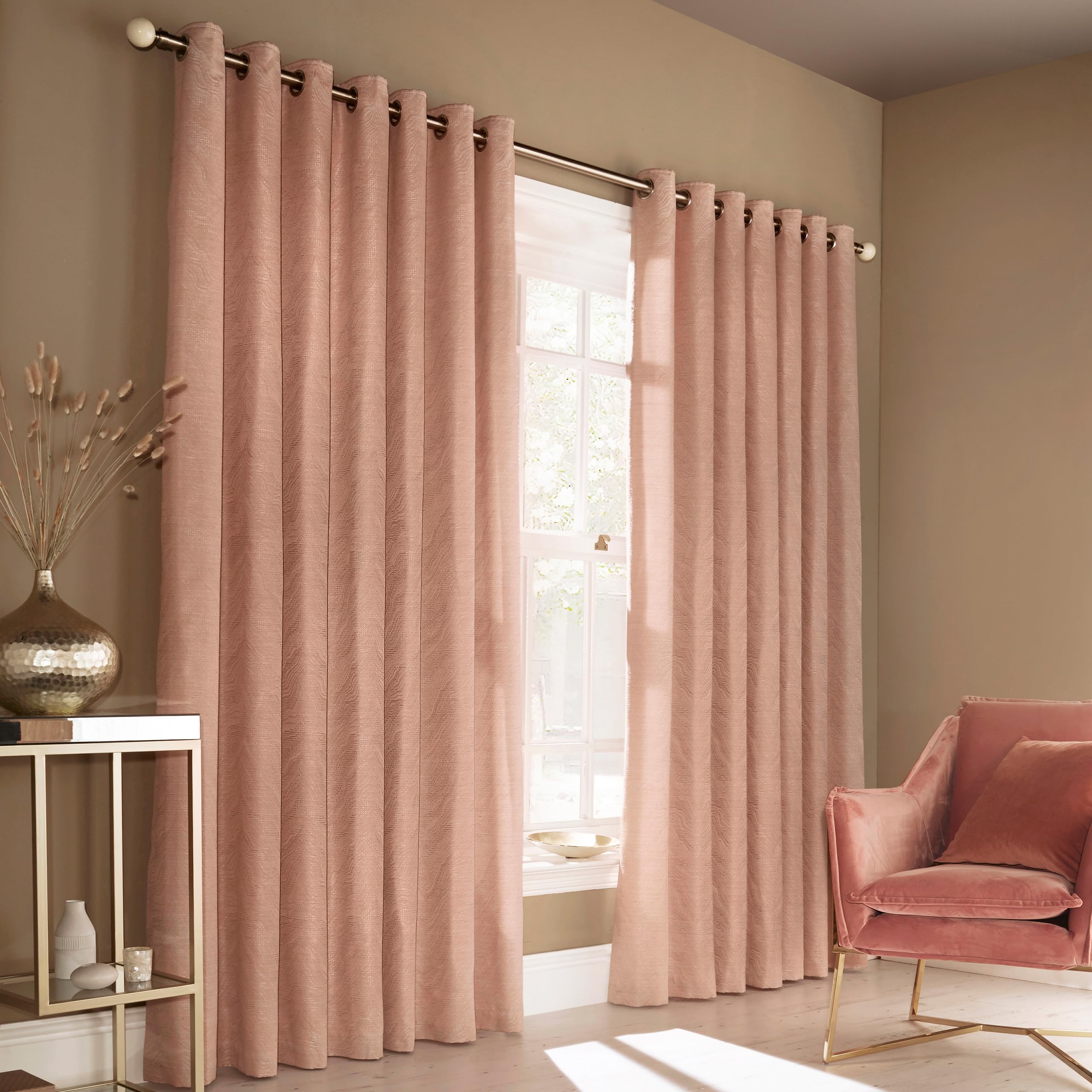 Furn Unisex Pink Himalaya Abstract Eyelet Curtains In | Size: 229Cm Width X 229Cm Drop
