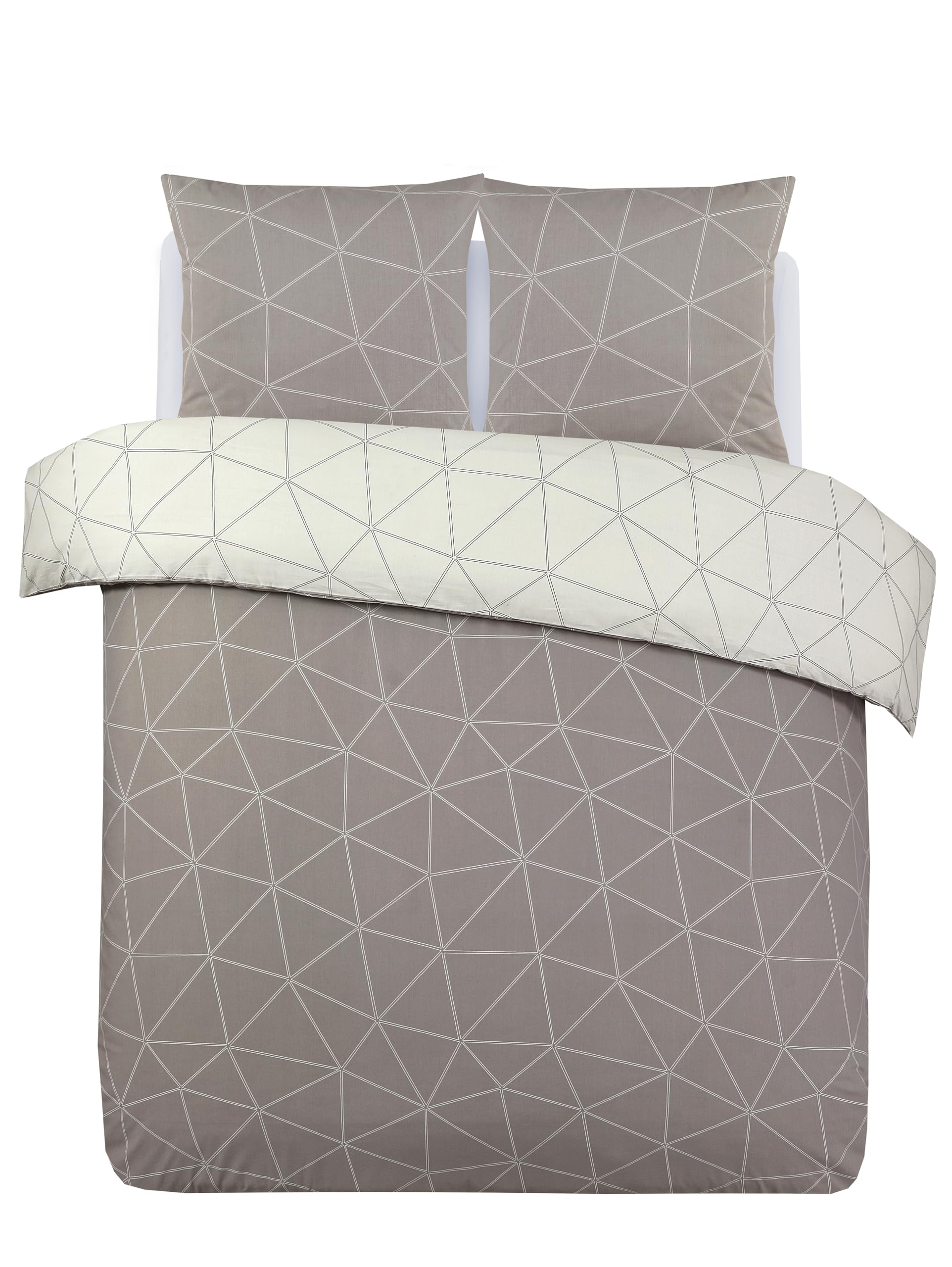Parure Copripiumino Reversibile Ginko Beige - Cotone 100%, 240x220 Cm Con 2 Federe - Foto 7