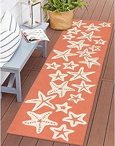 Liora Manne Capri Indoor/Outdoor Handmade Synthetic Blend Durable Area Rug - Contemporary Geometric Casual Animal Colorful (Starfish Coral) (2' x 8')