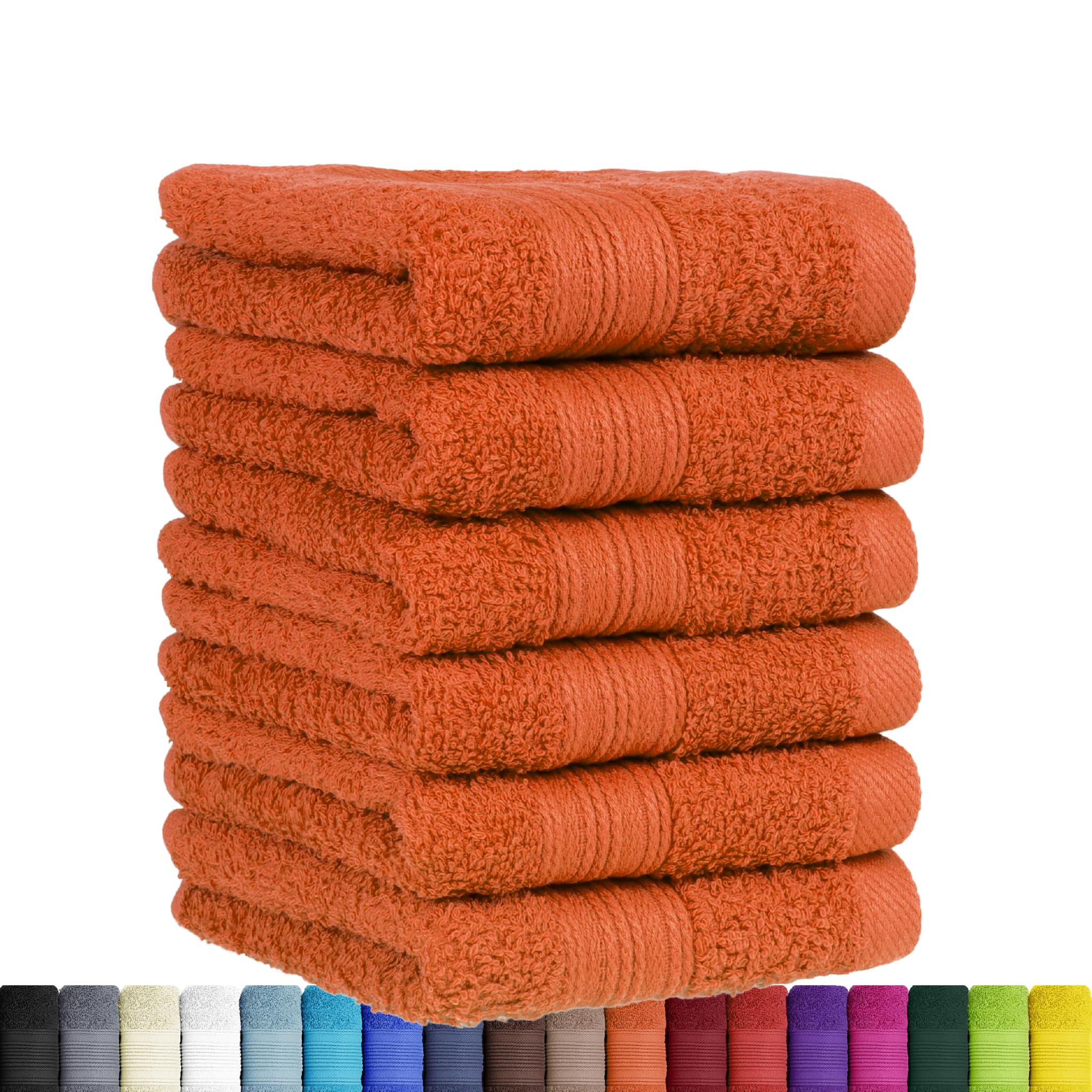 BaSaTex - 6er Pack Handtuch Set für Gäste - Handtücher mit Aufhängeschlaufe aus weicher Baumwolle in 30x50 cm - Gästetücher für die Händereinigung Öko-Tex Standard 100 Zertifiziert - Terra