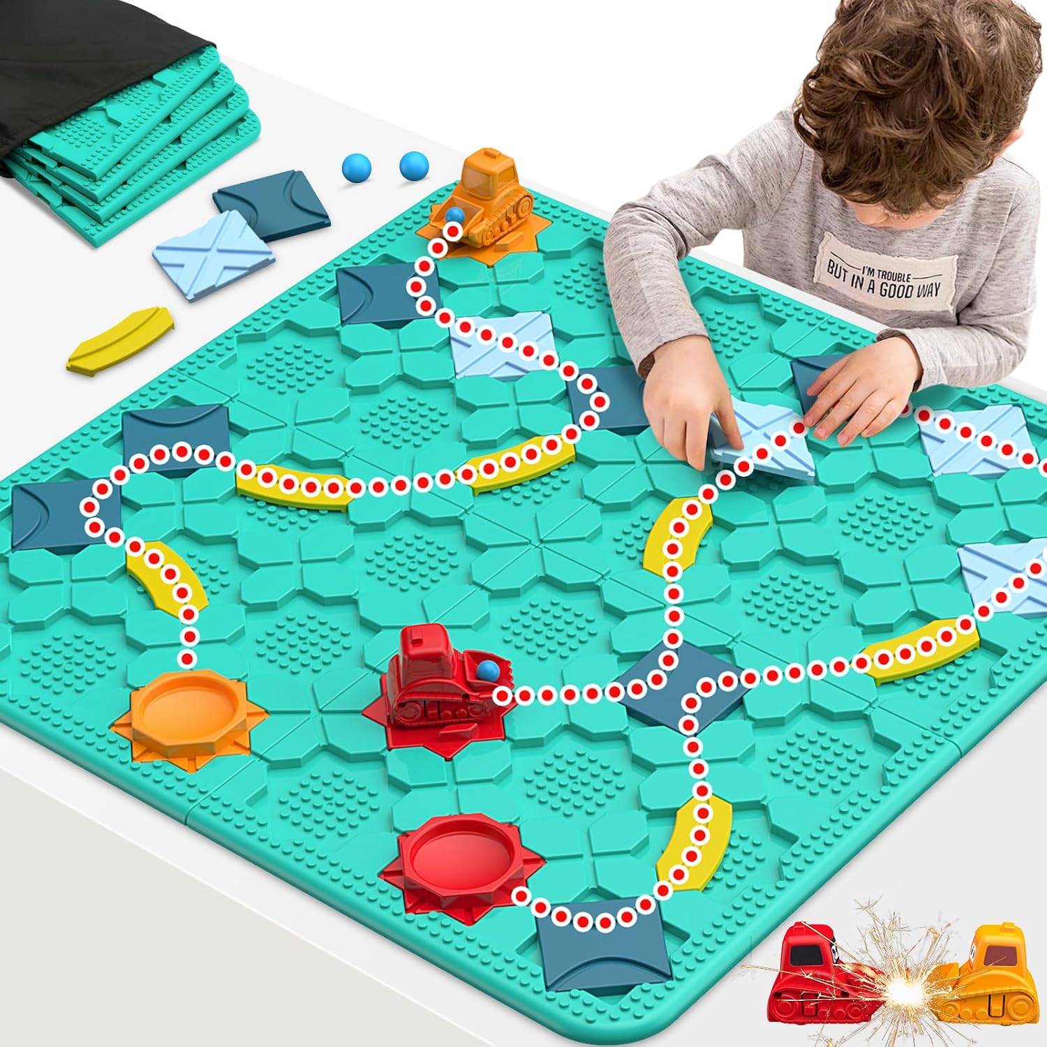 Logical Road Builder, Large Stem Games Board Game For 4 5 6 7 Years, Montessori Toys For 3+ Year Old, Maze Racer Gifts For Kids