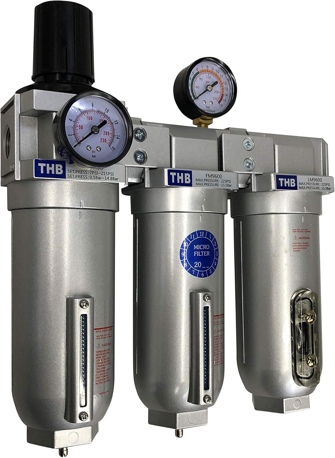 1" COMPRESSED AIR PARTICULATE FILTER WATER TRAP/PRESSURE REGULATOR/DESICCANT AIR DRYER/COALESCING FILTER FOR COMPRESSED AIR SYSTEMS GREAT FOR PLASMA CUTTER