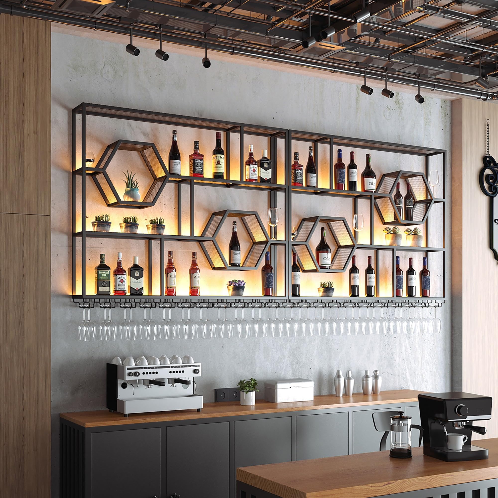 Casier à Vin Mural Avec Lumière LED – Étagère Pour Bouteille