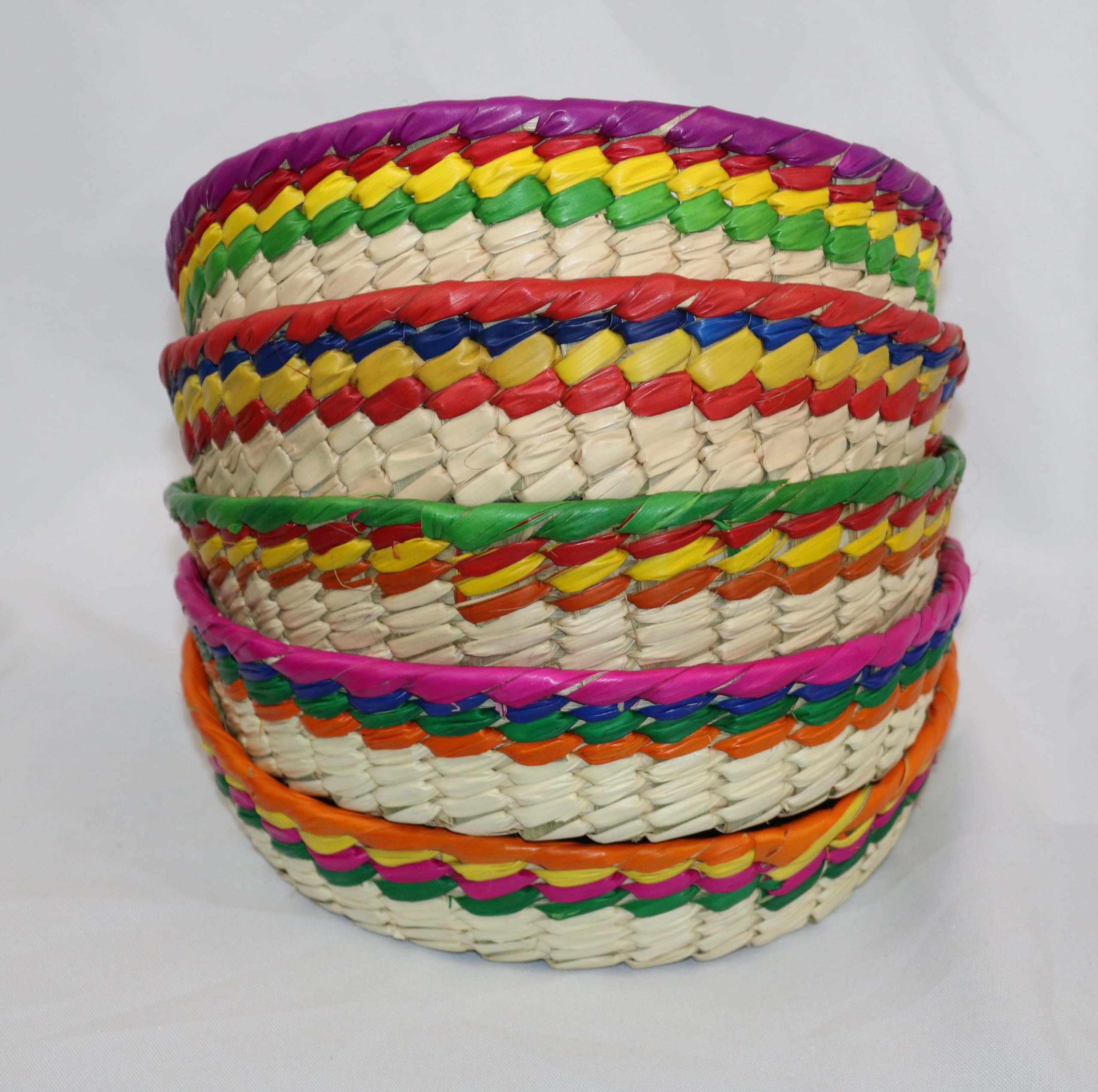 Paquete de 5 calentadores de tortilla y soporte, cesta artesanal mexicana tejida a mano, calentador de tacos y panqueques, tortillero hecho a mano, esencial perfecto para restaurante