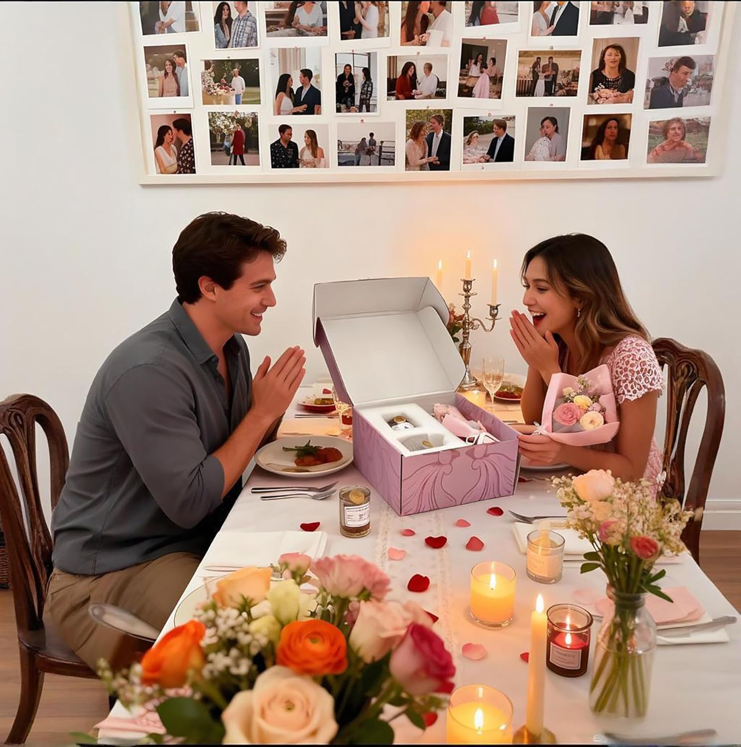 Pamper Gift Set for Her Pink Spa Gift Box with Cozy Throw Blanket, Scented Candle, Tumbler, Sleep Mask & Mini Bouquet, Gift Boxed Self Care Present for Mom, Sister, Friend