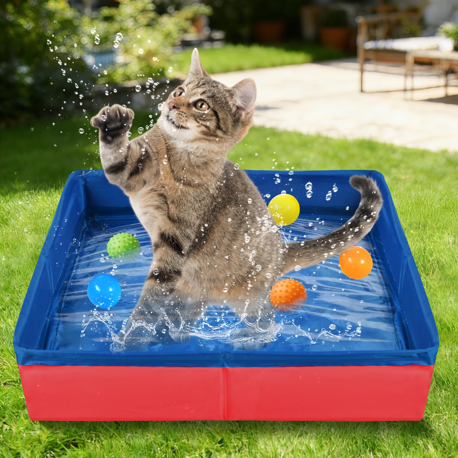 LQTSLFM Piscina Gatos, Piscina Perros y Gatos, Piscinas Plegable Gatos, Piscinas para Animal, Piscin para Gatos &Perros Pueden Jugar en el Agua, Bañarse y Descansar (50x10cm-RojoB) — view 5