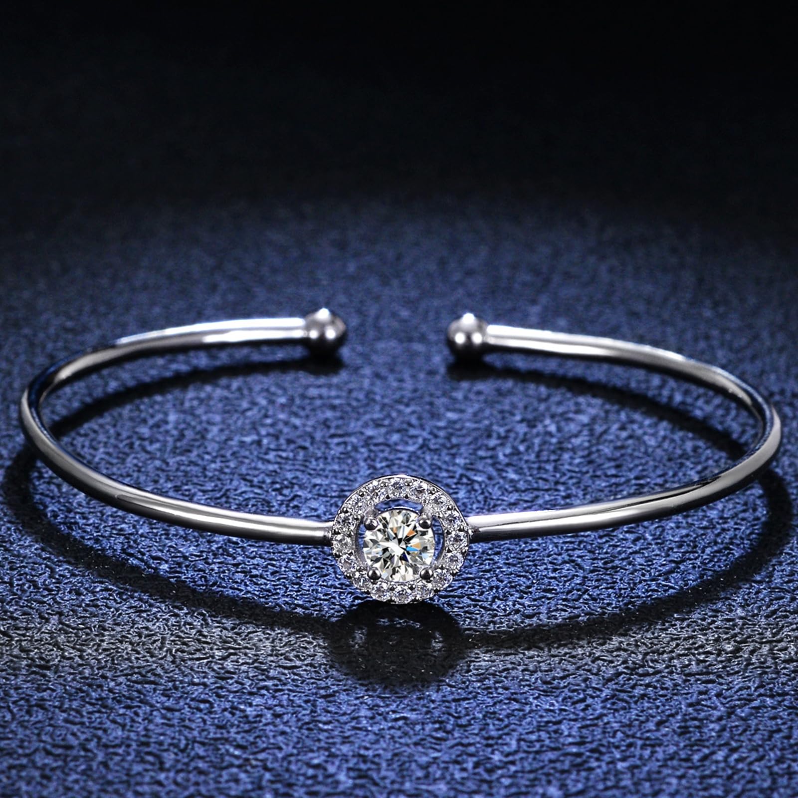 Bransoletki damskie złote, 0,5 ct diamenty tworzone Halo Open Gold 375, 9/14/18K białe złoto & PT950