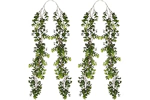 Faux Eucalyptus Garland Plant, 2 Packs UV Resistant Artificial Vines Hanging Grape...