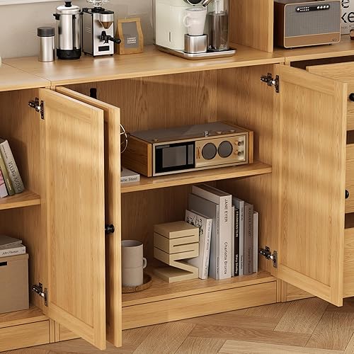 Miniatura 4 de TUSY Juego de 2 gabinetes de entrada modernos con almacenamiento, gabinete de buffet de 63 pulgadas de ancho con puertas para comedor, consola