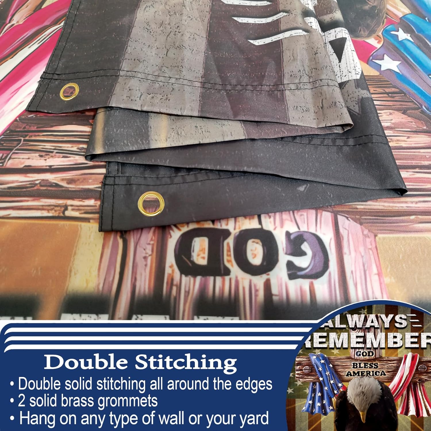 NASIAN Memorial Day Flag Always Remember Our Heroes Flags for Outside 3x5 Double Sided 4th of July Independence Day Flag Patriotic House Yard Decorations Banner - Image 5