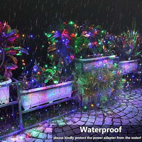 Miniatura 4 de Joomer Luces de red de Navidad  360 luces LED de malla enchufables de 12 x 5 pies, resistente al agua con 8 modos, temporizador, conectable para