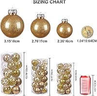 Vista 5 de HBlife 30 adornos de decoración de Navidad, 5 estilos de bolas doradas para árbol de Navidad, juego de adornos inastillables de 2.36 pulgadas