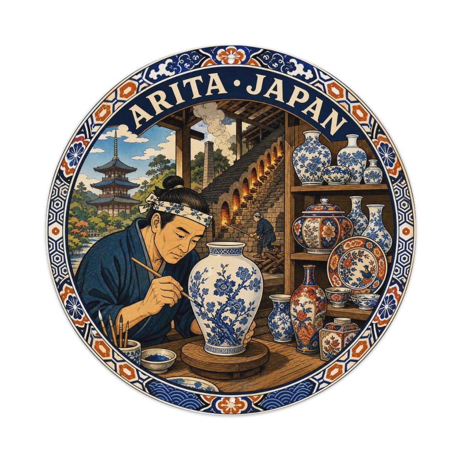 Olhnbad Style Saga Arita Porcelain Kiln Japan Landmark Travel Metal Tin Sign