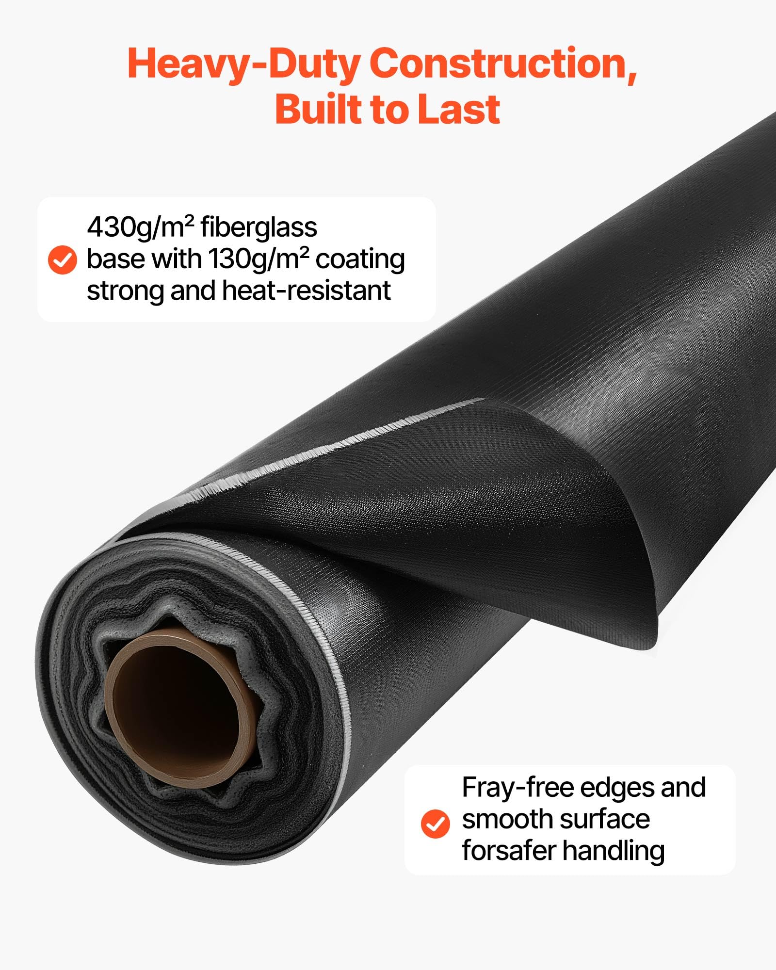 VEVOR Manta de Soldadura, 1,524 x 45,7 m, Fibra de Vidrio Recubierta de Silicona, Resistente al Calor hasta 982 °C, Aislante Ignífugo, Color Negro, para Profesionales y Aficionados al Bricolaje