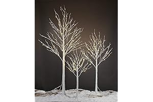 4', 6', 8' Christmas Birch Trees with Lights