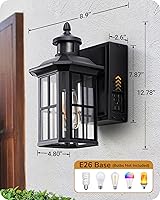 Vista 7 de EDISHINE Luces de pared para exteriores con salida GFCI, luz de porche con sensor de movimiento para casa, accesorios de iluminación exterior
