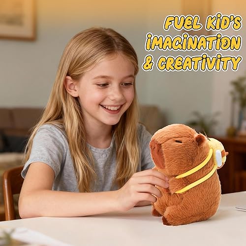 Miniatura 11 de Capybara - Peluche con sombrero de fresa, peluche de Capybara, lindo juguete de peluche para decoraciones de cumpleaños para niñas y niños