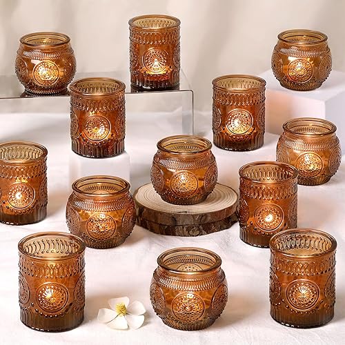 Miniatura 8 de 24 portavelas votivas transparentes, portavelas de cristal para velas de té, portavelas a granel, velas votivas en relieve para centro de mesa de