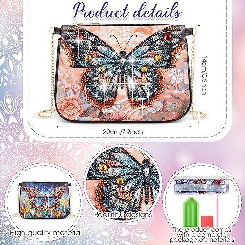Miniatura 4 de Geyoga 2 piezas de bolso de arte de diamantes de imitación bolso cruzado 5D DIY hombro maquillaje bolsa cadena cuero embrague kits de arte de