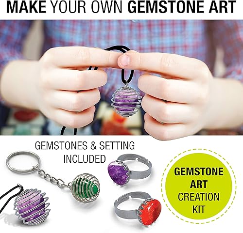 Miniatura 4 de Brookstone Kit de creación de vaso de roca y piedra preciosa para niños con rocas y suministros de fabricación de joyas incluidos