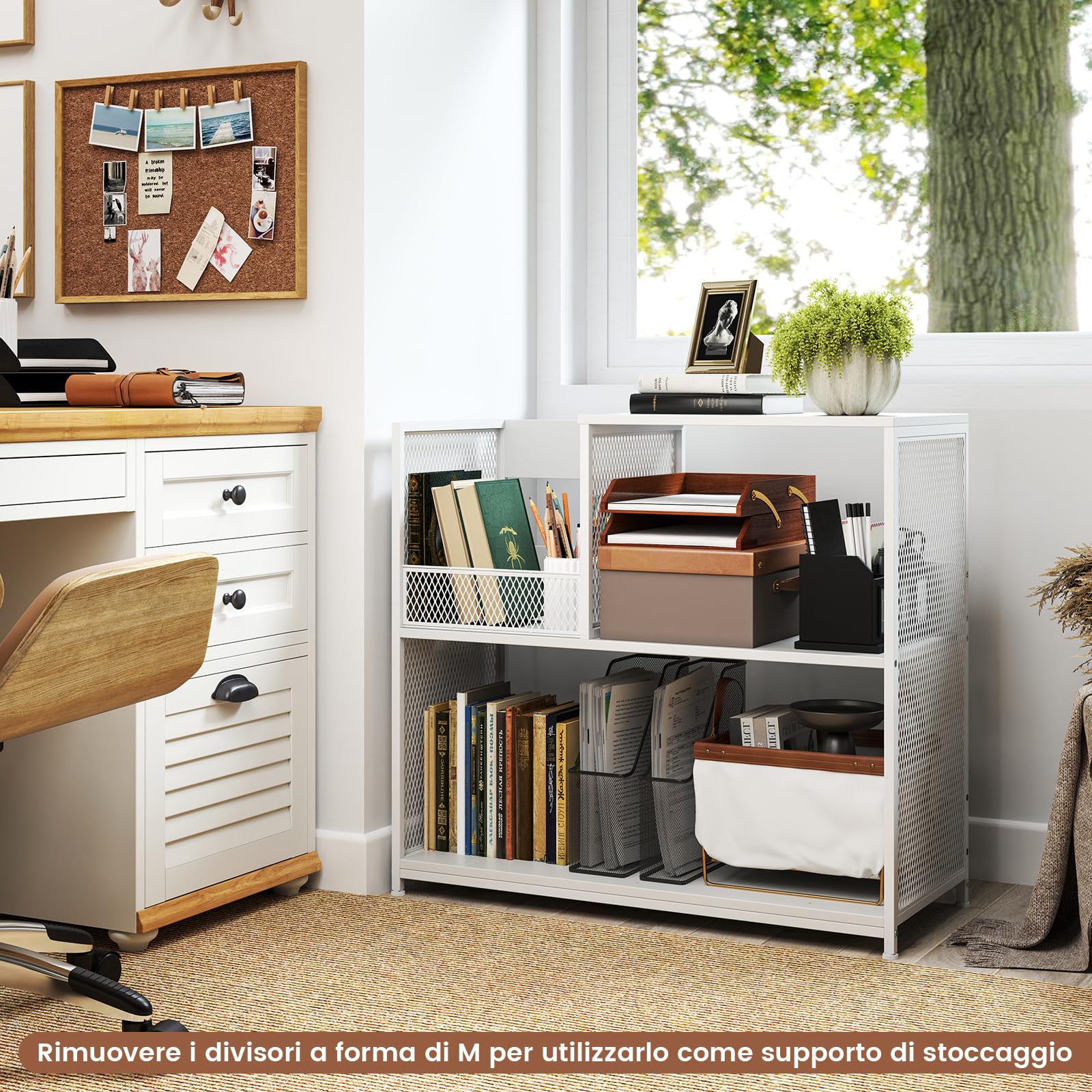 COSTWAY Supporto per Giradischi a 3 Ripiani, Fino a 300 Album, Porta Giradischi Vinili con 3 Separatori Rimovibili e Struttura in Metallo, Mensola di Archiviazione, 83x36x76,5 cm (Bianco)