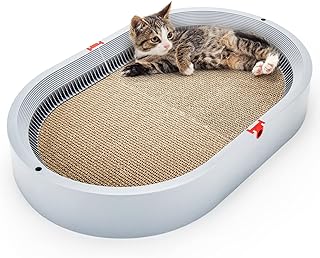 Extra Large 66 x 43 cm Oval Cat Scratcher Bed - Cardboard Cat Bed,ABS Material Housing Cat Scratchers for Indoor Cats - Cat Scratcher Lounge,Cat Scratch Pad - Cat Scratching Bowl