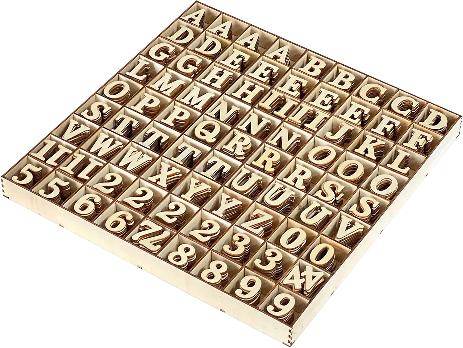 1 Inch 1048 Pieces Wood Letters for Crafts Unfinished Wooden Alphabet Letters with Sorting Tray for Scrapbooking