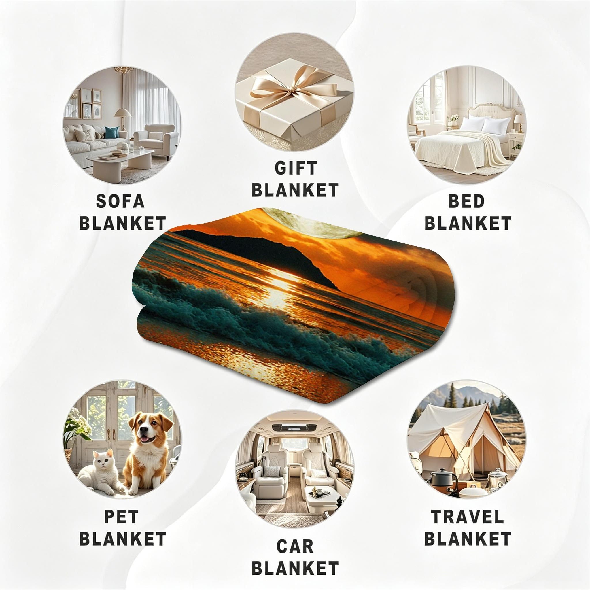 Coperta Pile Matrimoniale 240x260 cm Costa Blu, Coperta XXL Super Morbida Multiuso Come Copriletto o Plaid da Salotto, Calda e Leggera, Protezione dal Freddo, AW7092