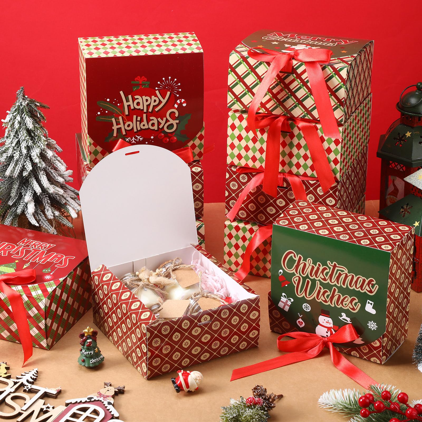 Amazon.com: Cholemy 24 Pcs Christmas Gift Boxes with Lids 6.7x6