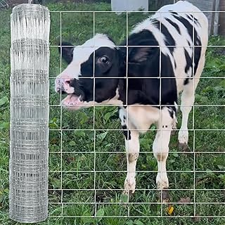 Farm Livestock Fence, 4ft×164ft Galvanised Iron Wire Farm Fence Cattle Fence Deer Fence Grassland Fence, for Yard Garden and Animal Protection
