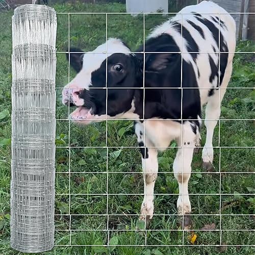 Farm Livestock Fence,Wire Thickness in 1.8mm 4ft×164ft Galvanised Iron Wire Farm Fence Cattle Fence Deer Fence Grassland Fence, for Yard Garden and Animal Protection