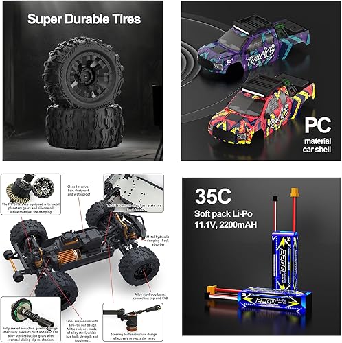 Miniatura 5 de 114 RTR - Autos RC rápidos sin escobillas para adultos, Max 50 mph Hobby Electric Off-Road Monster Truck, auto a control remoto de alta velocidad