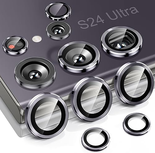 Hoerrye Protector de lente de cámara para Samsung Galaxy S24 Ultra, compatible con fundas, protector de pantalla de vidrio templado Ultra-HD 9H,
