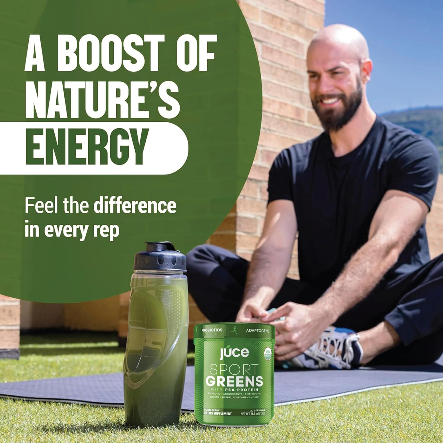 Juce SG7 Sport Greens Powder Supplement | Organic Plant Based Protein | Green Juice Powder | Probiotics | Mushrooms | Mixed Berry Flavor | 30 Servings | By Terra Kai Organics - Image 8