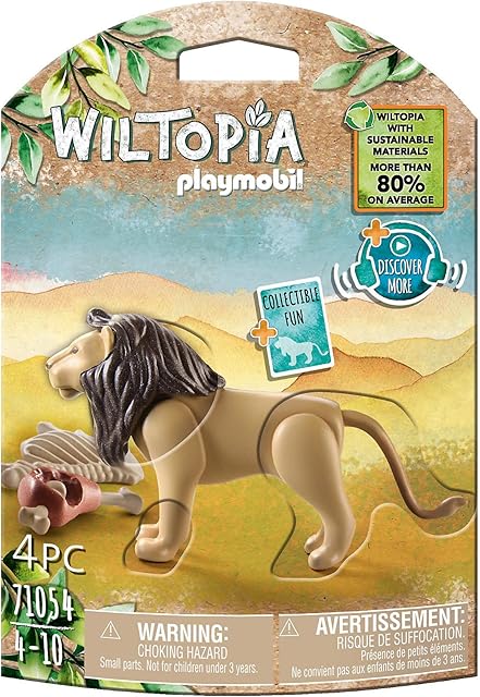 PLAYMOBIL Wiltopia 71054 Lew z wieloma akcesoriami i kartą kolekcjonerską z kodem QR, od 4 lat