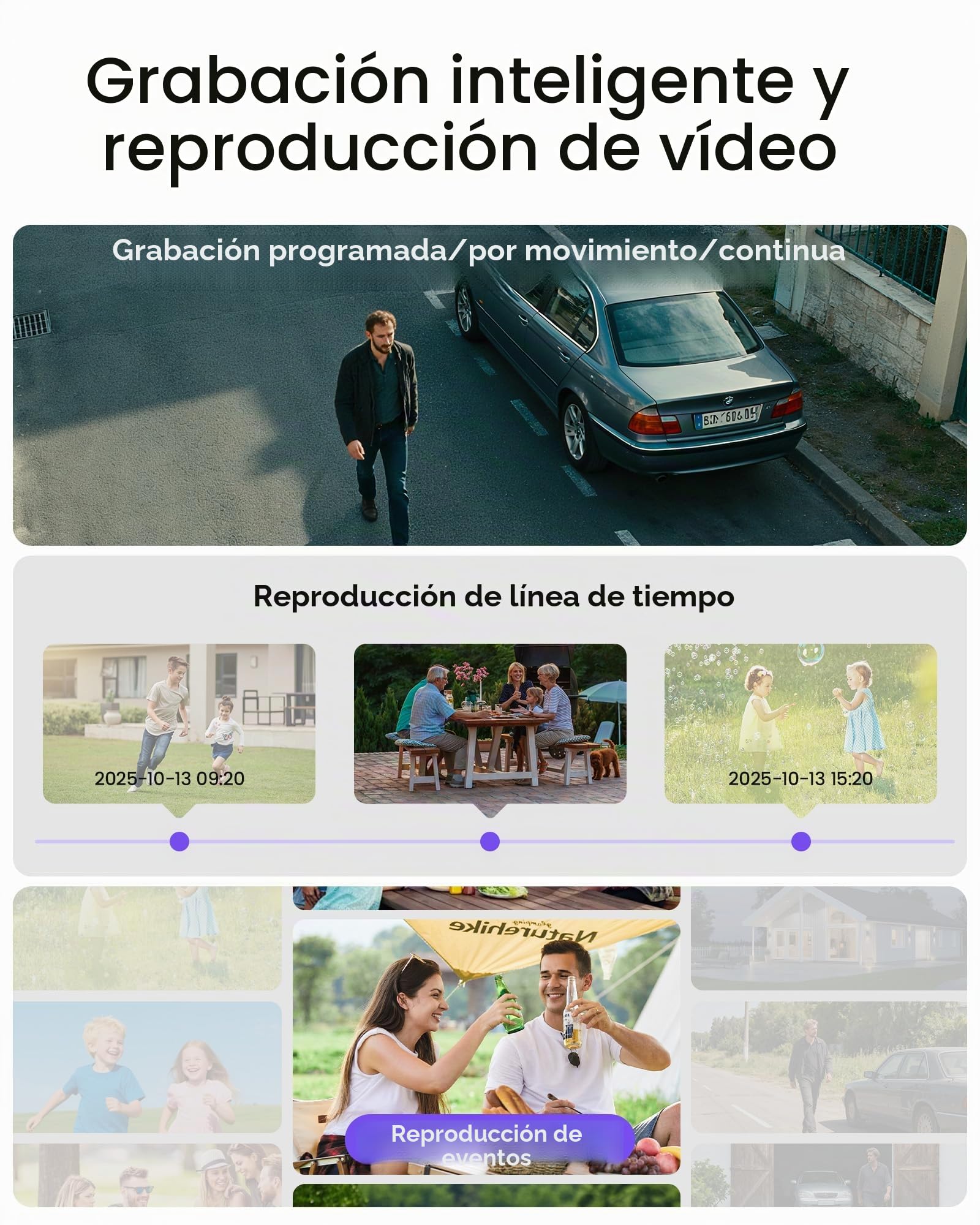 Loocam Kit de Videovigilancia PoE 4K 8MP - Grabador NVR 8CH 2TB Disco Duro | 4 Cámaras IP de Seguridad 8MP, Detección AI Persona/Vehículo, Visión Nocturna IR, Audio Bidireccional