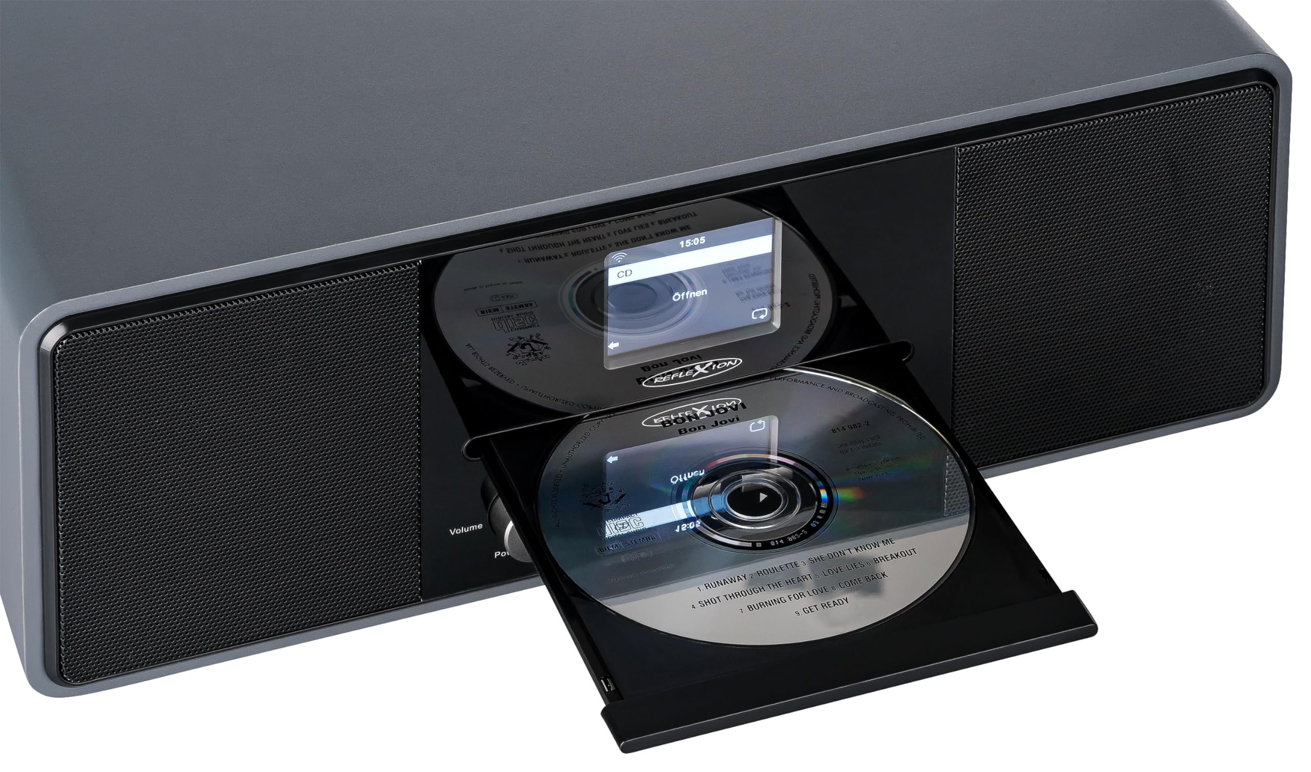 Reflexion HRA19DAB/GR Design DAB+ Radio (2x80Watt) 2,4" TFT Farbdisplay, Uhrenanzeige mit Alarm-Funktion, Bluetooth