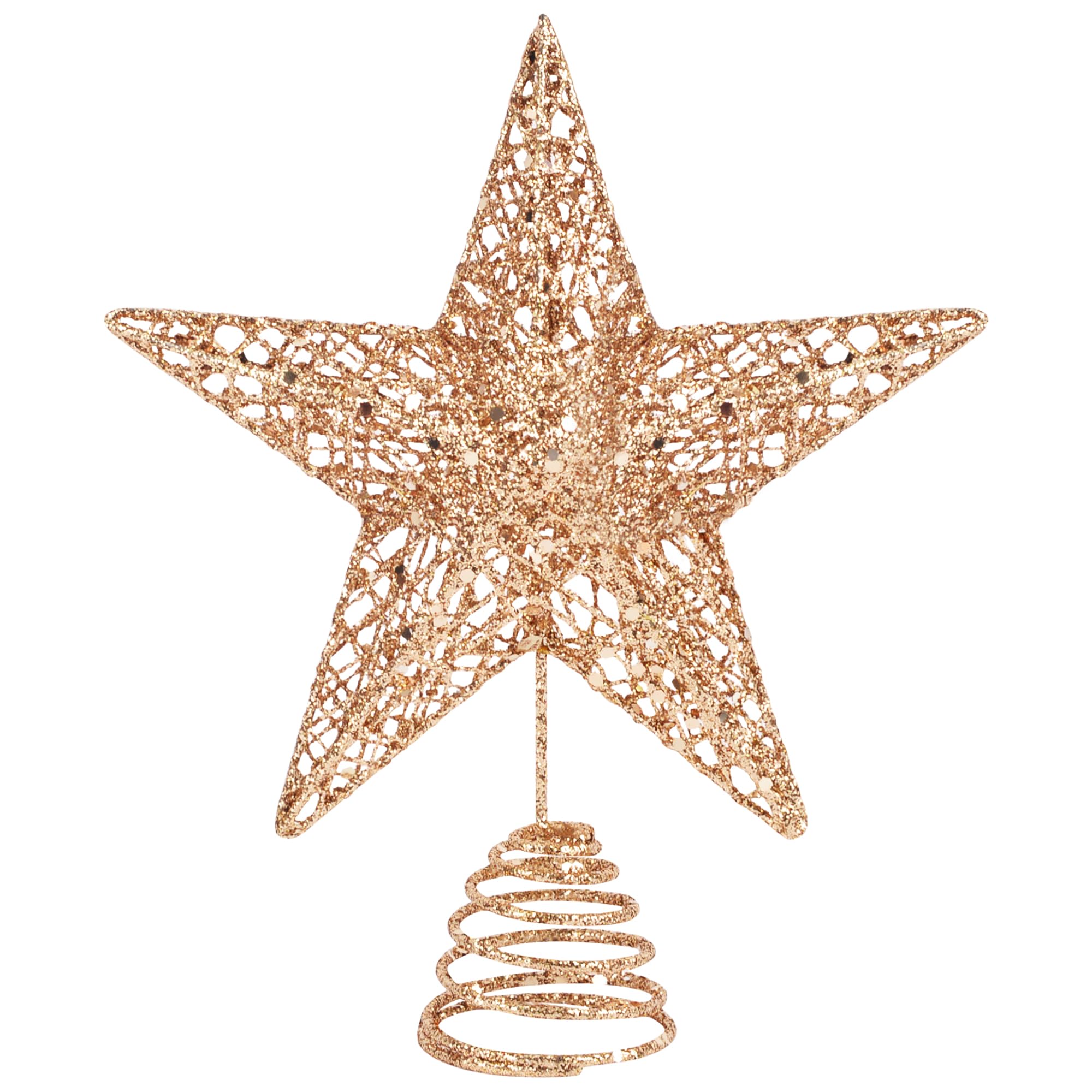 KEYIDO Champagne Glitter Tree Star Christmas Tree Topper 10 Inch