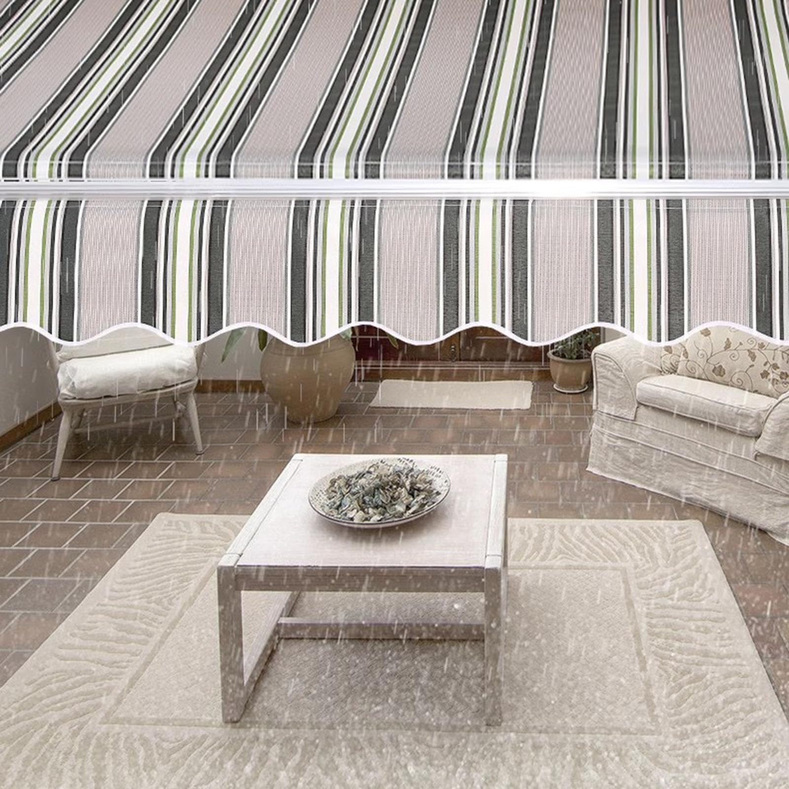Tessuto Di Ricambio Per Tenda Da Sole Retrattile (Solo Tessuto) Telo Parasole Resistente All'Acqua Per Esterni, In Tessuto, Per Porte E Finestre, 100% Poliestere 280 G.(Multi Stripe 13X9.8Ft)