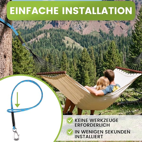 Corde de Fixation pour Balançoire 60cm,Corde de Suspension en Polyester avec Griff,Résistante et Anti-Rouille, Adaptée pour Hamac Chaise Suspendue Jardin Intérieur Extérieur Yoga,Bleu-1 Pièce - 5