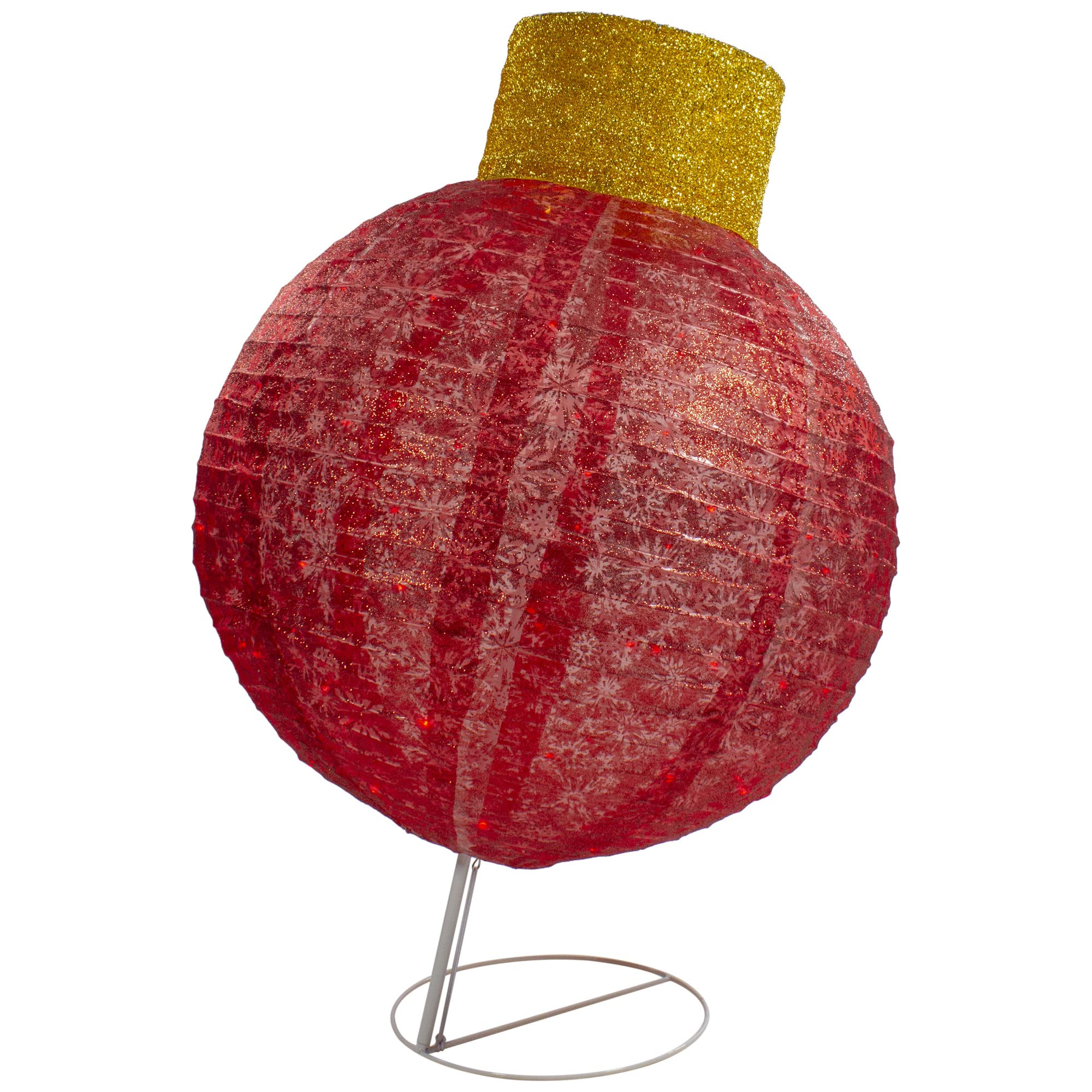 Adorno de oropel rojo con luz LED de 38 pulgadas para decoración de Navidad al aire libre