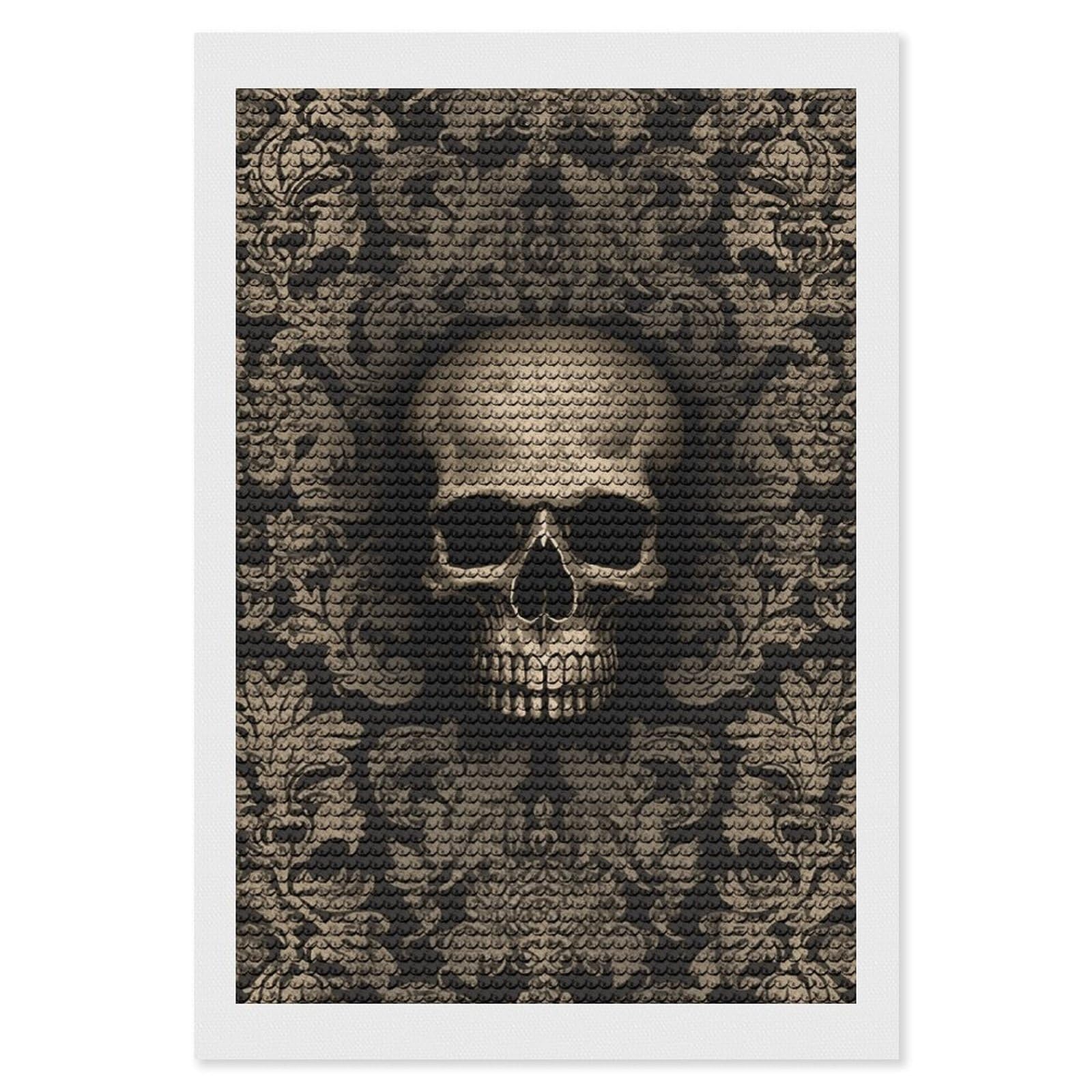 DWVTSLH Gothic Wallpaper Skull Diamond Painting Kits for Adults, Personalized Diamond Photo Art Full Drill, DIY 5D Diamond Art Painting Kits for Beginners, Home Wall Decor 8"x12"