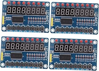FUNOMOCYA Tm1638 Display Module 4pcs 8 microcontroller LED Display Module Button Digital Display PCB Digital Tube 8 Keys for microcontroller Display Module Number Digital Tube