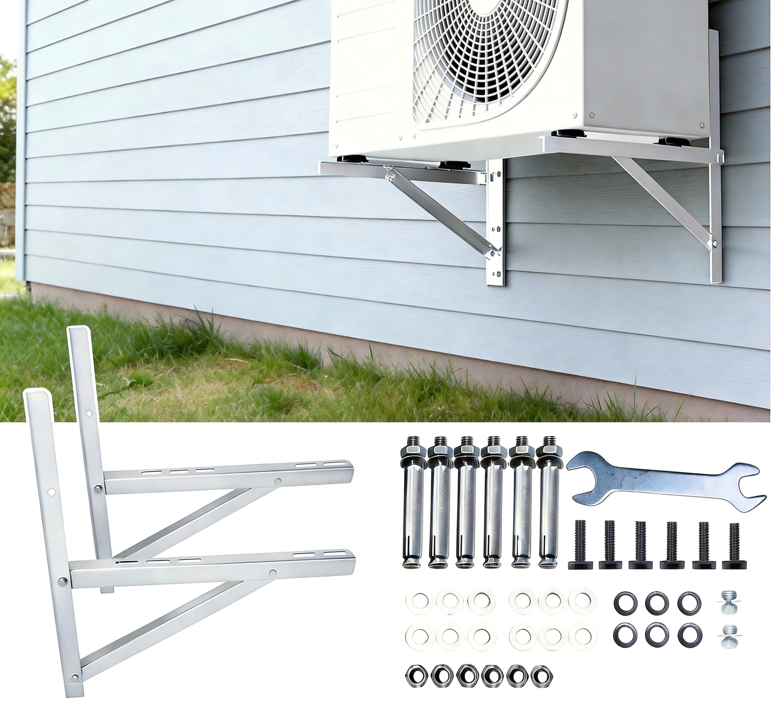 Soporte de montaje de acero inoxidable para sistemas de bomba de calor de aire acondicionado dividido sin conductos de 9000-36000BTU (triangular)