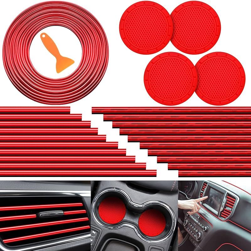 Kit de acabamento para saídas de ar e porta-copos Frienda vermelho – 25 peças